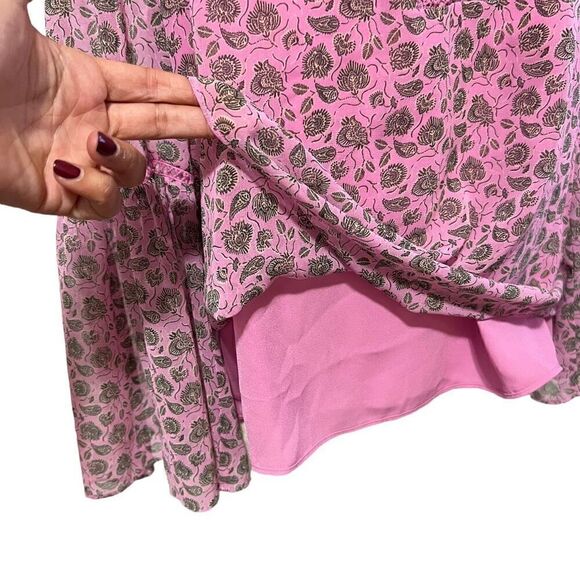 Rebecca Minkoff Paisley XSmall Bell Sleeve Blouse Pink Women’s Floral - Picture 11 of 13